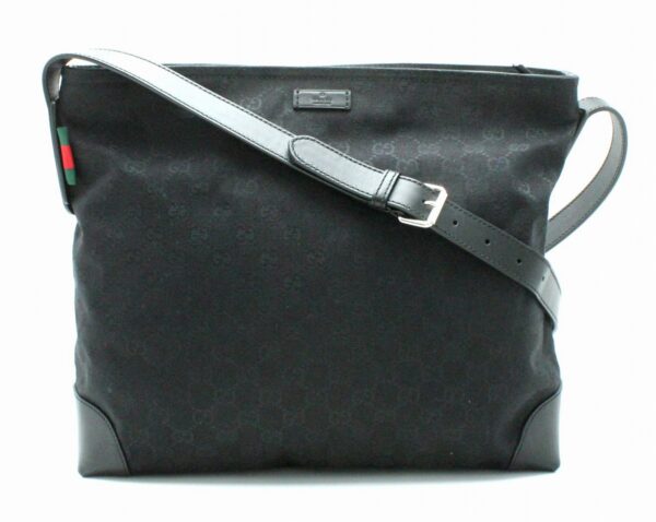 11701315 Gucci GG Leather Shoulder Bag Black