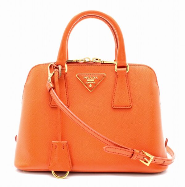 11701332 Prada Saffiano Lux 2WAY Handbag Papaya Orange