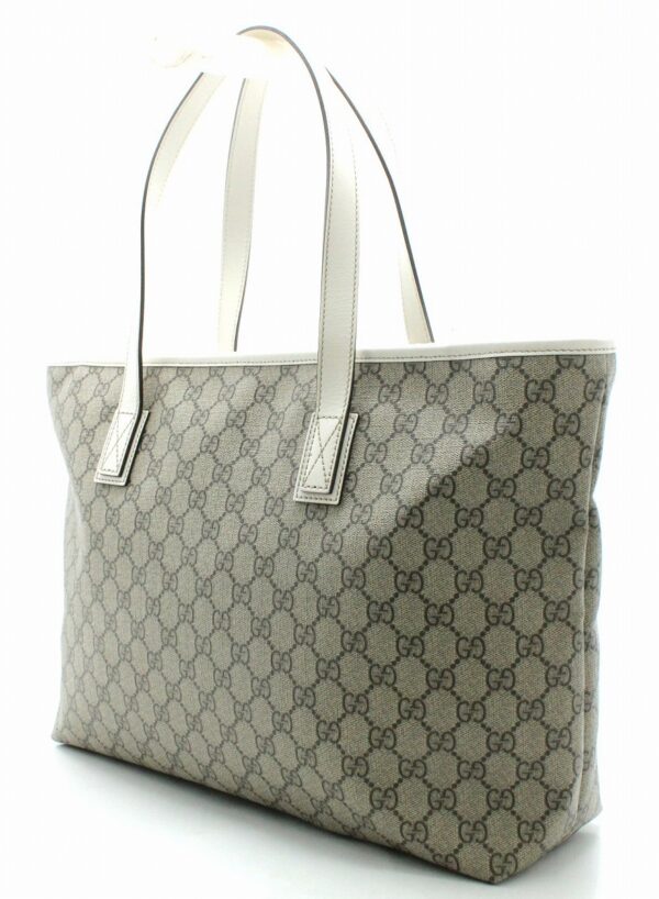 11701371 1 Gucci GG Supreme Tote Bag Leather Ivory Beige