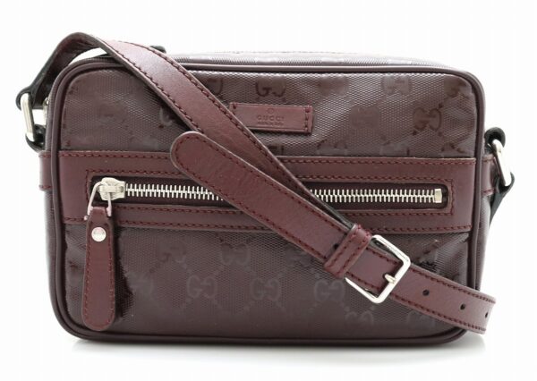 11701579 Gucci Implement Crossbody Pochette Leather Red Brown