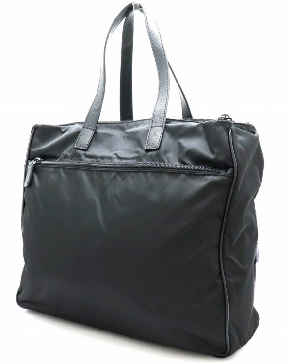 11701680 1 Prada Nylon Leather Tote Bag Black