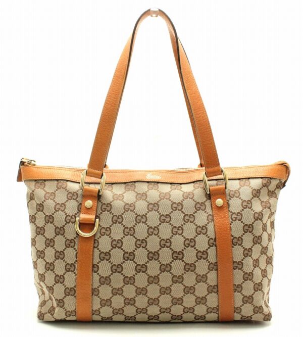 11701719 Gucci GG Abbey Shoulder Tote Khaki Beige Brown Orange