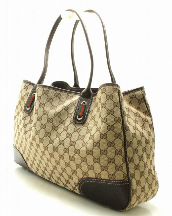 11701745 1 Gucci GG Ribbon Tote Shoulder Bag Khaki Beige Brown