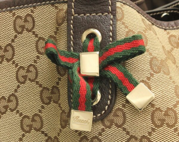 11701745 6 Gucci GG Ribbon Tote Shoulder Bag Khaki Beige Brown