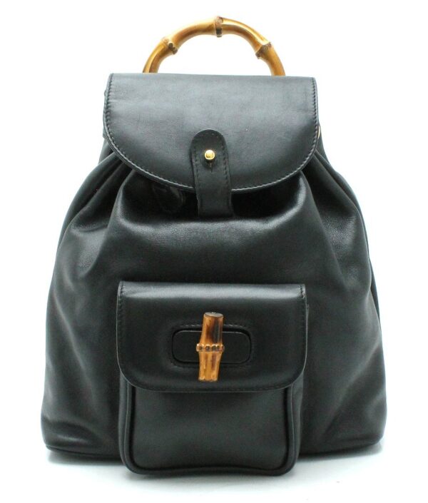 11701819 Gucci Bamboo Rucksack Backpack Leather Black