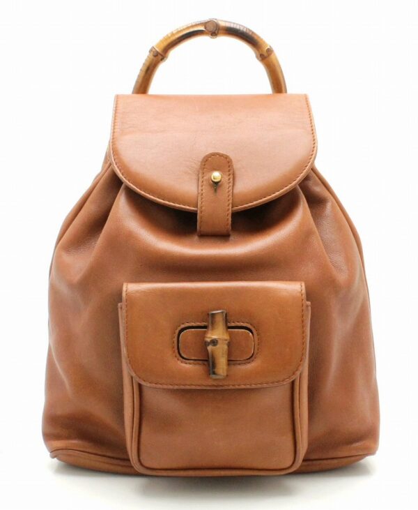 11701895 Gucci Bamboo Rucksack Backpack Leather Brown