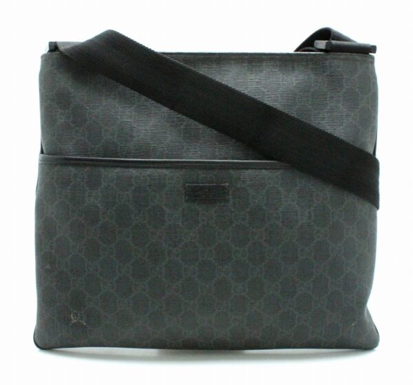 11701928 Gucci GG Supreme Crossbody Shoulder Bag Leather Black