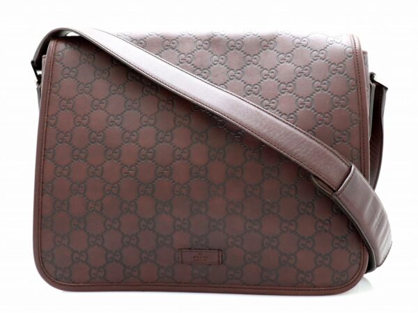 11710209 Gucci Guccisima Messenger Bag Leather Brown