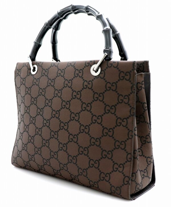 11710442 1 Gucci Nylon Bamboo Tote Bag Black Brown