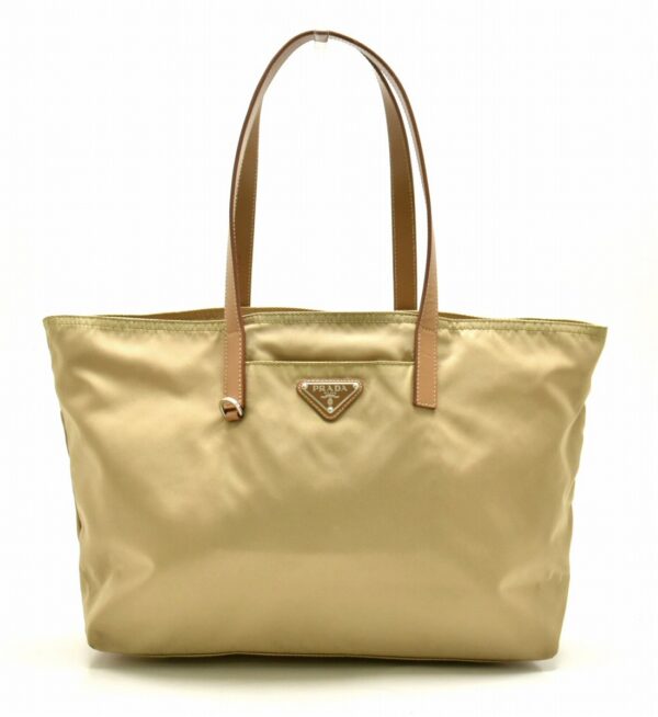 11710756 Prada Tote Bag Nylon Leather Beige