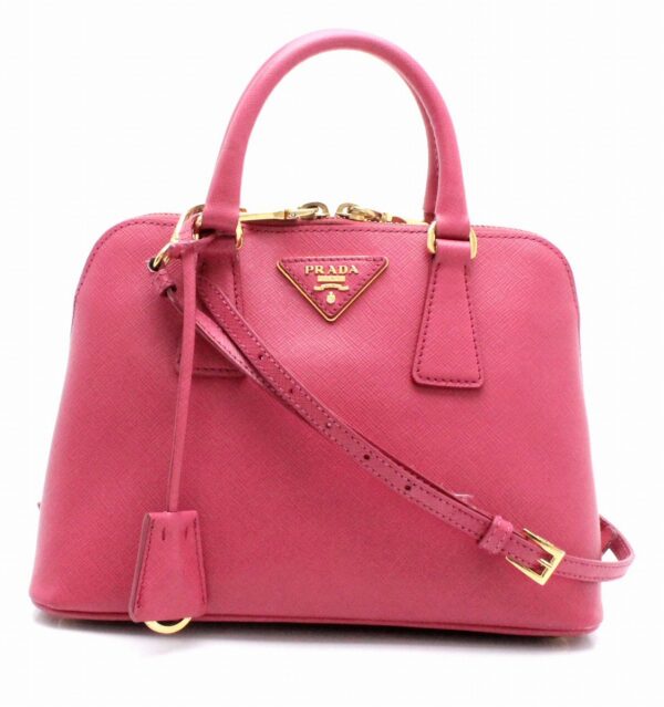 11710836 Prada Saffiano Lux 2WAY Handbag Fuxia Pink