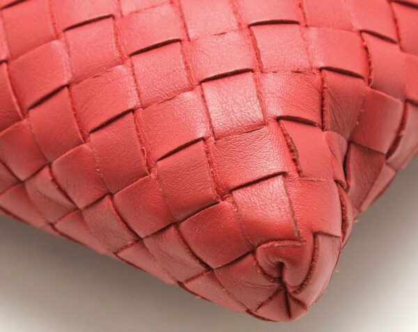 11710840 2 Bottega Veneta Intrecciato Shoulder Bag Calf Leather Red Black