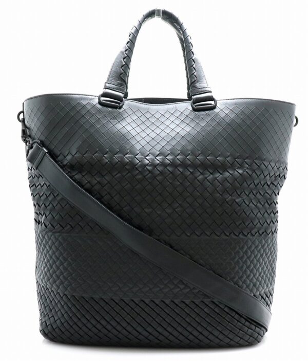 11710846 Bottega Veneta Intrecciato 2Way Shoulder Tote Bag Leather Black