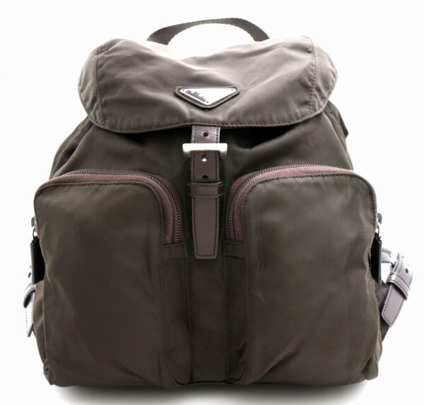 11710880 Prada Nylon Leather Backpack Ebano Brown