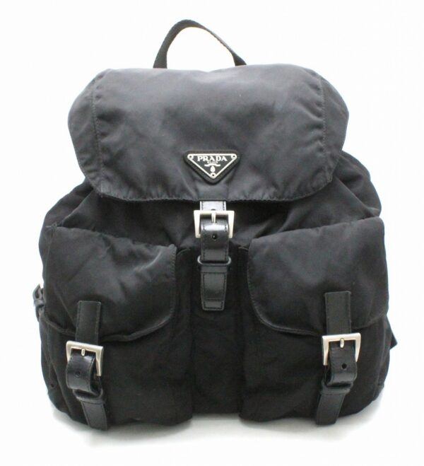 11710900 Prada Nylon Leather Backpack Nero Black