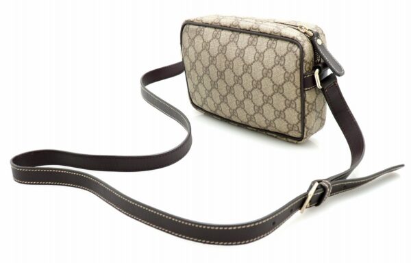 11711014 1 Gucci GG Supreme Crossbody Shoulder Bag Leather Beige Brown