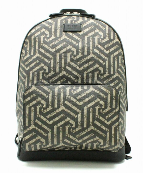 11711034 Gucci GG Supreme Kaleido Backpack Rucksack Leather Khaki Beige