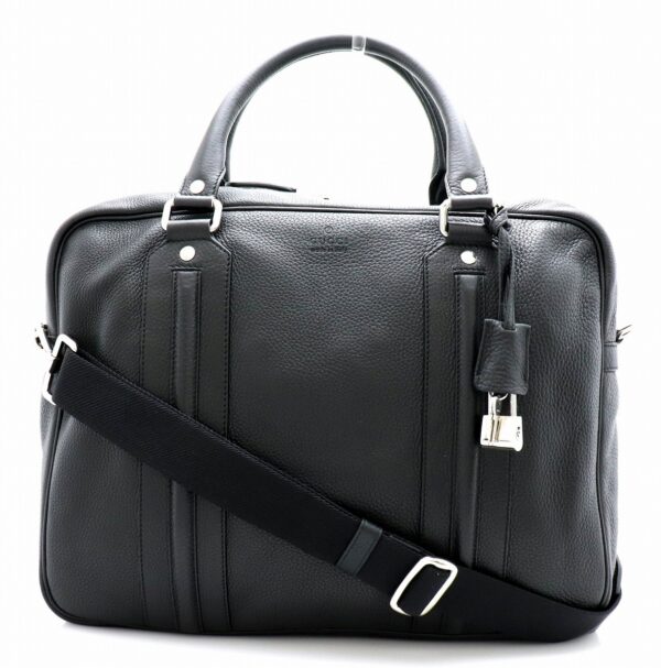 11711067 Gucci Embossed Leather Briefcase 2WAY Black