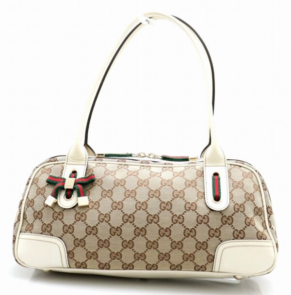 11711251 Gucci Princy Line GG Ribbon Bag Khaki Beige Off White