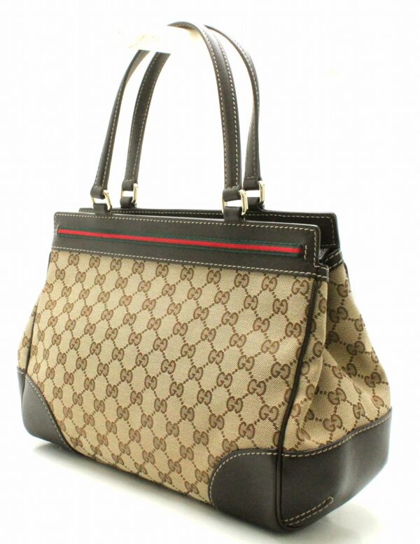 11711319 1 Gucci Princy Line GG Ribbon Tote Bag Khaki Beige Brown