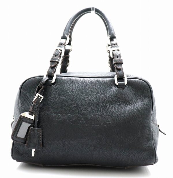 11711352 Prada Embossed Leather Mini Bag Black