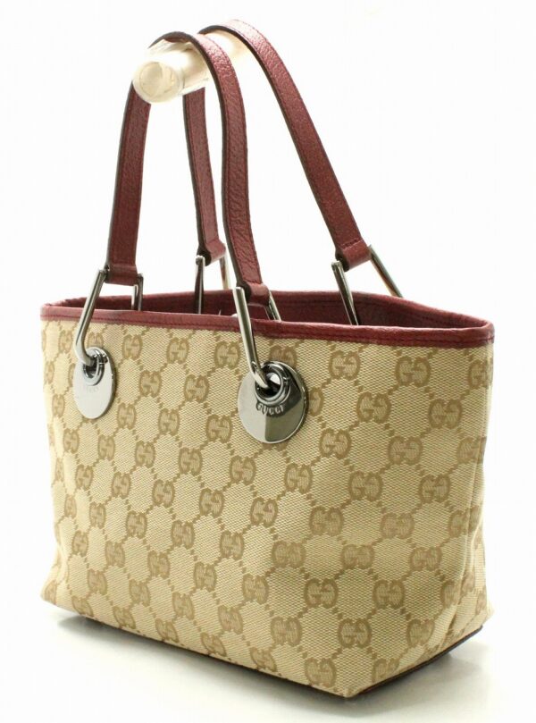 11720106 1 Gucci GG Mini Tote Bag Khaki Beige Bordeaux