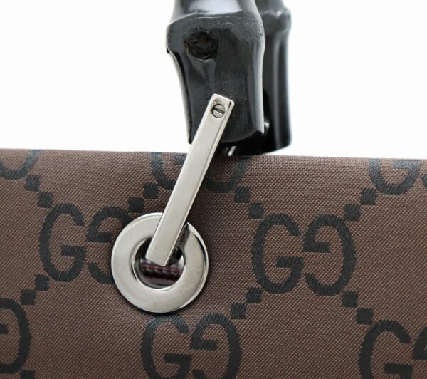 11720136 6 Gucci GG Bamboo Leather Handbag Tote Brown