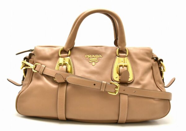 11720188 Prada Tote Bag Handbag 2WAY Leather Beige