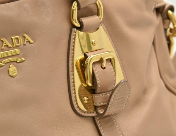 11720188 6 Prada Tote Bag Handbag 2WAY Leather Beige