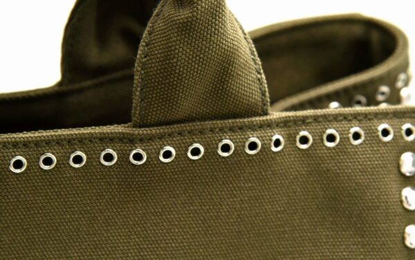 11720208 6 Prada Canapa 2WAY Tote Bag Studs Bijou Green