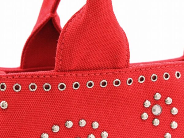 11720211 6 Prada Canapa 2WAY Tote Bag Studs Bijou Red