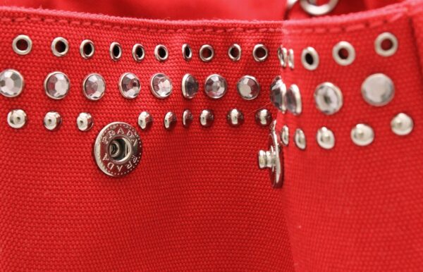 11720211 7 Prada Canapa 2WAY Tote Bag Studs Bijou Red