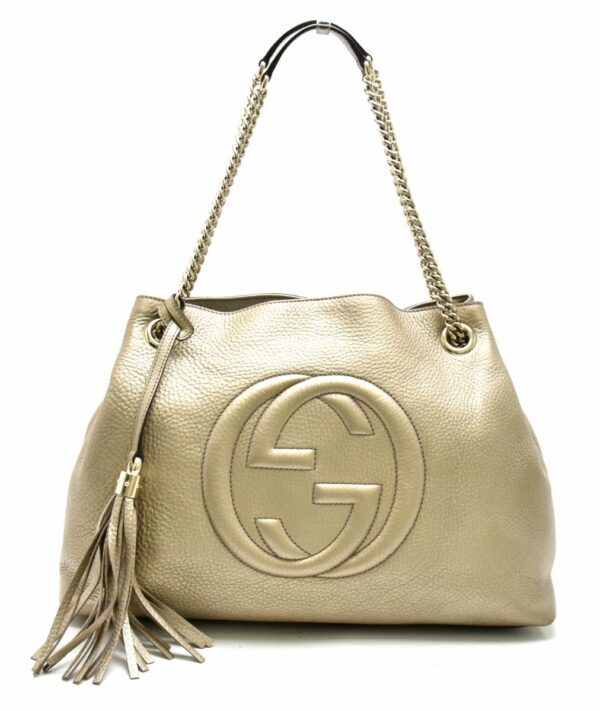 11720222 Gucci Soho Logo Chain Shoulder Bag Leather