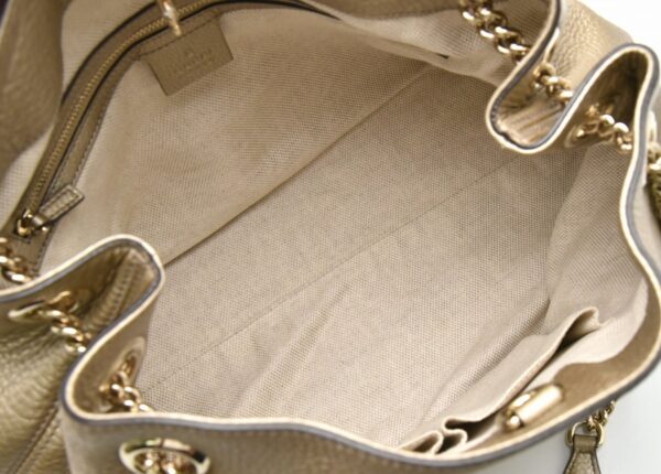 11720222 4 Gucci Soho Logo Chain Shoulder Bag Leather