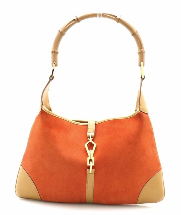 11720321 Gucci Bamboo Jackie Handbag Suede Leather Orange