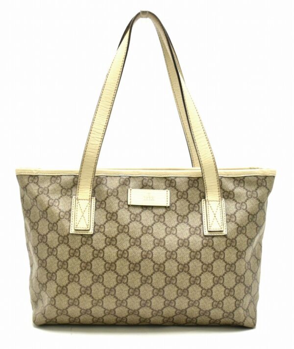 11720907 Gucci GG Supreme Tote Bag Handbag Khaki Beige Ivory