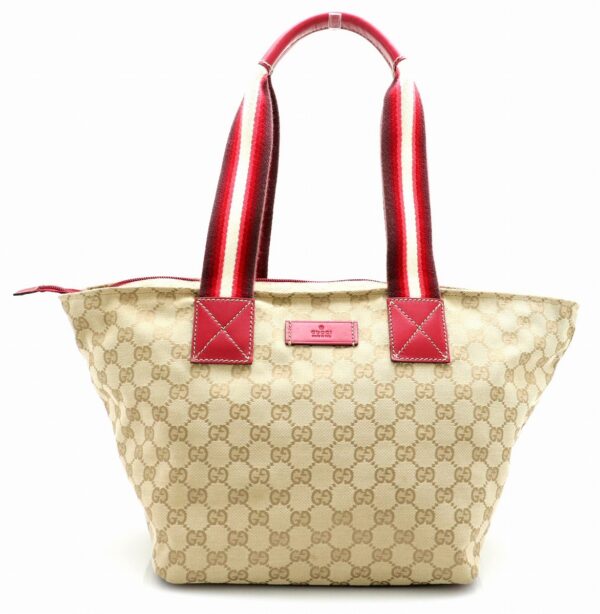 11720945 Gucci GG Handbag Leather Khaki Beige Red