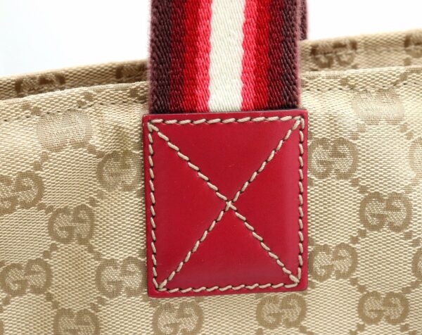 11720945 6 Gucci GG Handbag Leather Khaki Beige Red