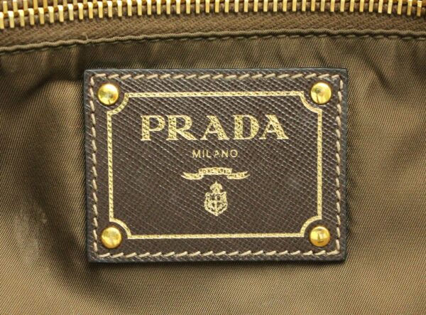 11721358 8 Prada Tote Bag Nylon Leather Khaki Brown