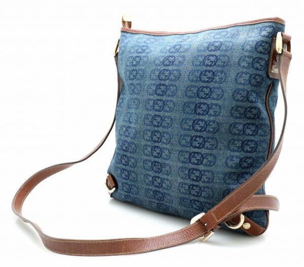 11721362 1 Gucci Interlocking G Shoulder Bag Denim Blue Brown