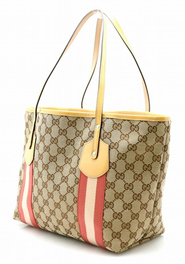 Gucci GG Sherry Tote Bag Khaki Beige Pink - Image 2