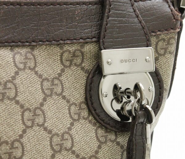 11731132 7 Gucci GG Supreme Crossbody Bag Leather Beige Brown