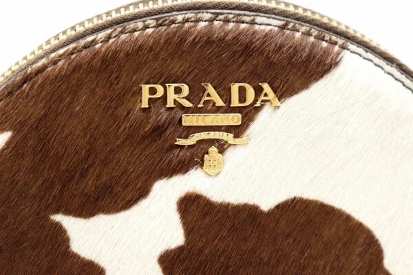 11731264 7 Prada Coin Case Haraco Leather Animal Motif Brown