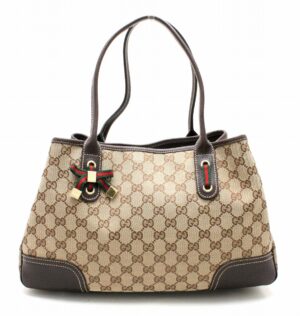 11731304 Gucci Black Leather Flap Tote Shoulder Bag with Gold Interlocking