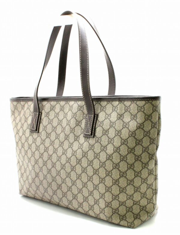 11740111 1 Gucci GG Supreme Tote Shoulder Bag Beige Brown