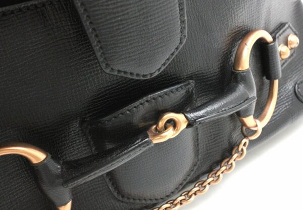 11740113 5 Gucci Horsebit Chain Shoulder Bag Leather Black