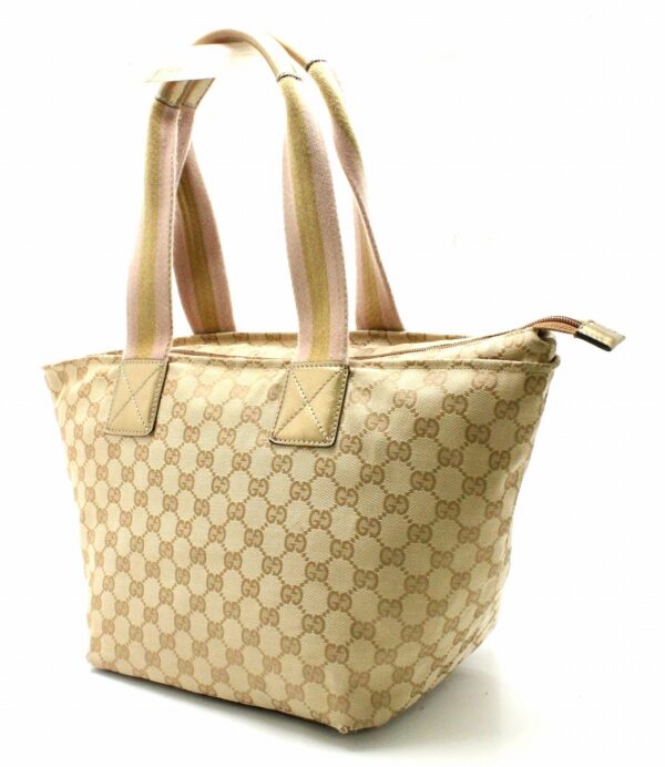 11740151 1 Gucci GG Sherry Line Tote Bag Khaki Beige Pink