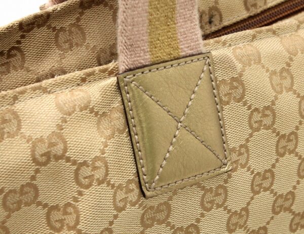 11740151 6 Gucci GG Sherry Line Tote Bag Khaki Beige Pink