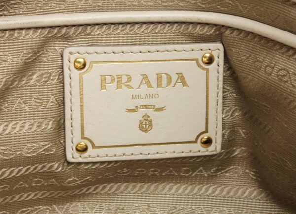 11740152 8 Prada Logo Jacquard Ribbon Handbag Khaki Beige