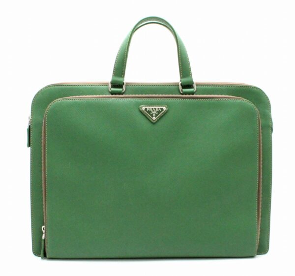 11740257 Prada Leather Briefcase Document Bag Green